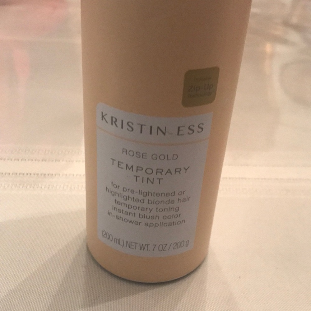 Kristin-ess Rose Gold Temporary Tint for pre-lightened /highlighted blonde hair.